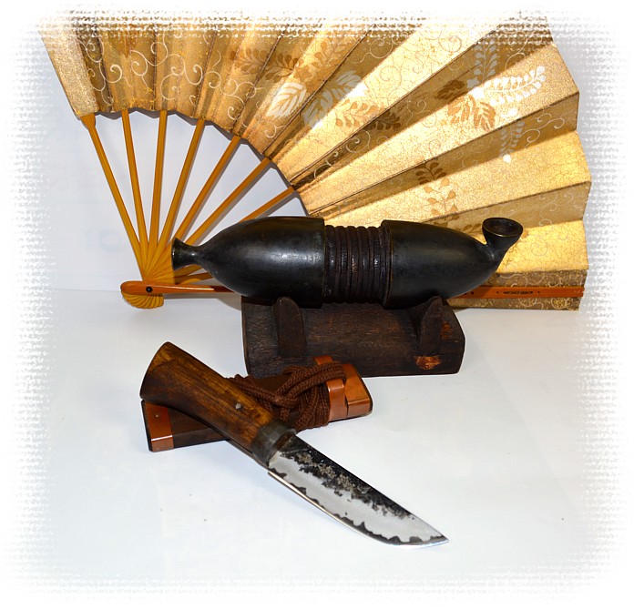 Японская антикварная мужская курительная бронзовая трубка трубка - оружие кенка кисэру, конец эпохи Эдо