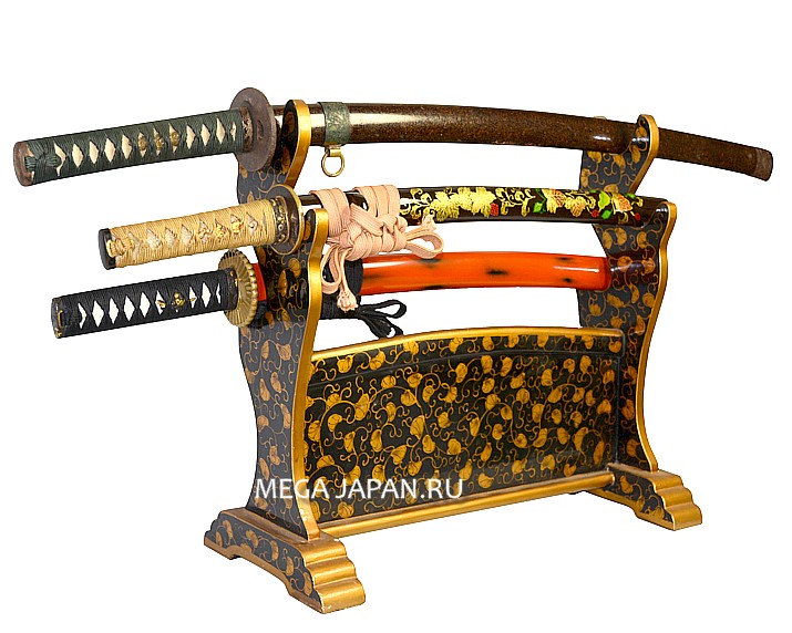 подставка с растительным орнаментом для трех японских мечей, 1900-е гг.