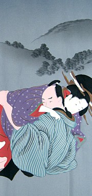японское мужское кимоно с эротическим рисунком