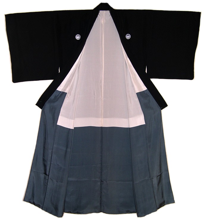 традиционное японское мужское шелковое кимоно, 1930-е гг.
