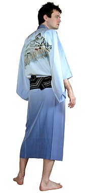 традиционное японское мужское шелковое кимоно, винтаж