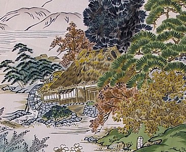деталь рисунка на японском мужском шелковом кимоно