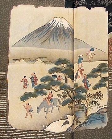 японский рисунок на подкладке мужского шелкового хаори, 1920-е гг.