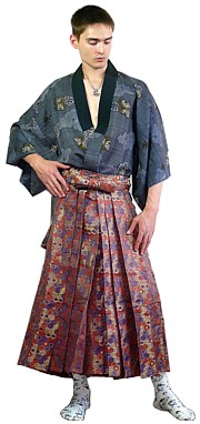японские традиционные хакама из шелковой парчи