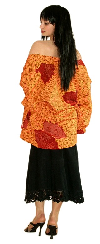 японское женское шелковое хаори, винтаж
