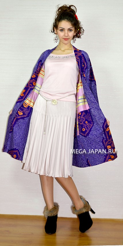 японская традиционная одежда: хаори женское из шелка, винтаж