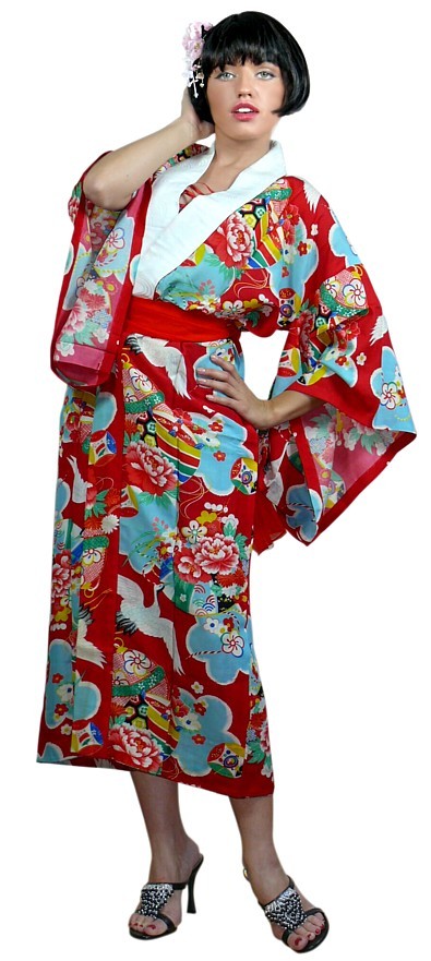 японское антикварное кимоно, 1930-е гг., шелк, ручная роспись