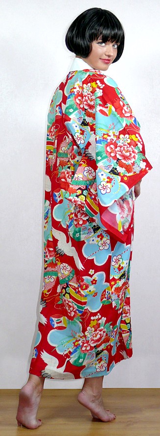 японское антикварное кимоно, 1930-е гг., шелк, ручная роспись