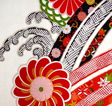 деталь авторской росписи на японском кимоно