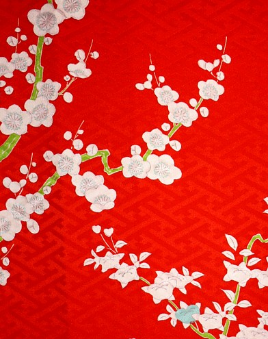 рисунок ткани японского женского шелкового кимоно