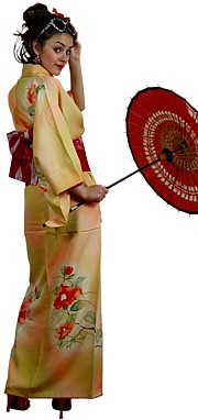 японское женское шелковое кимоно с авторским рисунком, винтаж