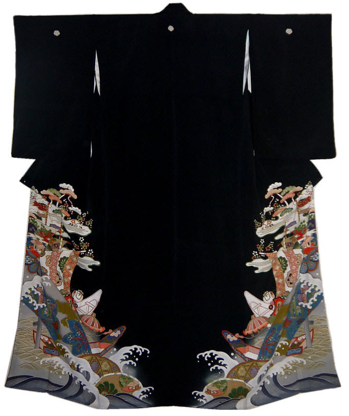 кимоно гейши, шелк, ручная роспись, вышивка, 1830-е гг.