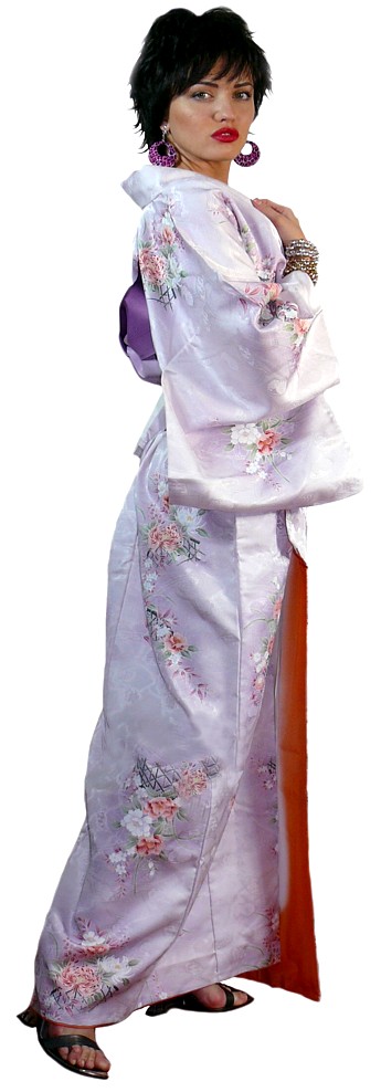 японское традиционное женское шелковое кимоно, винтаж