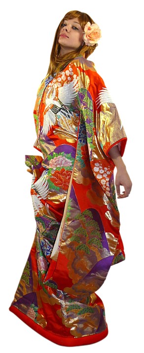 японское свадебное кимоно, винтаж, 1970-е гг.