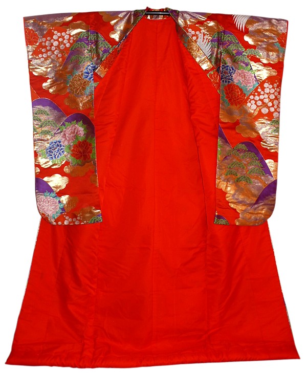 японское свадебное кимоно, винтаж, шелковая парча